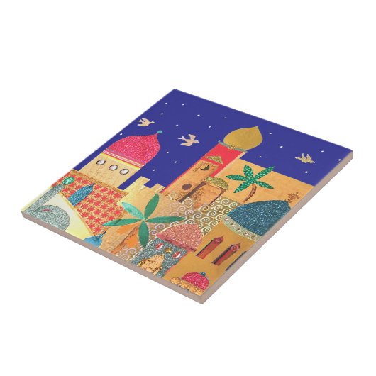 Jerusalem City Colorful Art Tegeltje (Zijkant)