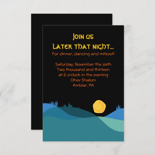 JERUSALEM CITY of GOLD Mitzvah Party Card Informatiekaartje (Voorkant / Achterkant)