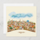 Jerusalem Cityscape Illustratie Vakantie Kaart (Voorkant / Achterkant)