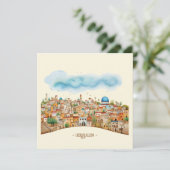 Jerusalem Cityscape Illustratie Vakantie Kaart (Staand voorkant)