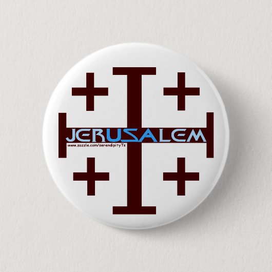 Jerusalem Cross Ronde Button 5,7 Cm (Voorkant)