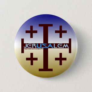Jerusalem Cross Ronde Button 5,7 Cm