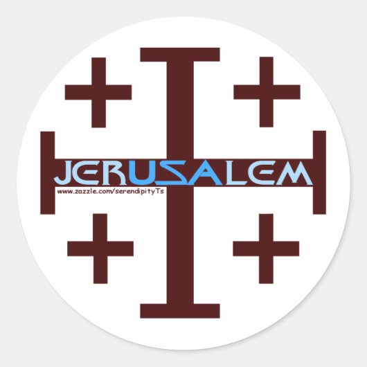 Jerusalem Cross Ronde Sticker (Voorkant)