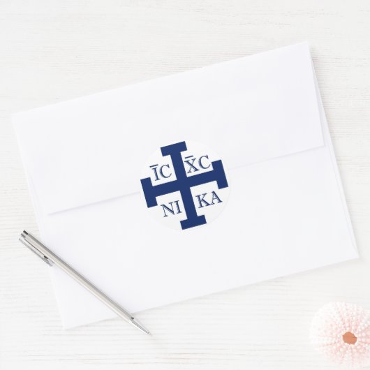 Jerusalem Cross Ronde Sticker (Envelop)