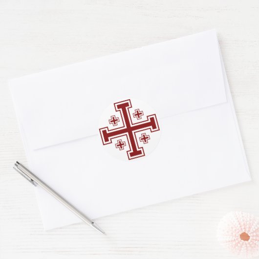 Jerusalem Cross Ronde Sticker (Envelop)