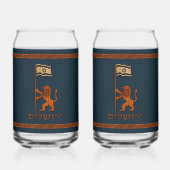 Jerusalem-dag-leeuw met vlag blikvorm glas (Voorkant)