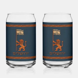 Jerusalem-dag-leeuw met vlag blikvorm glas