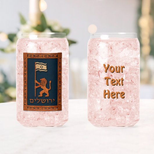 Jerusalem-dag-leeuw met vlag blikvorm glas (Insitu (Huwelijk))