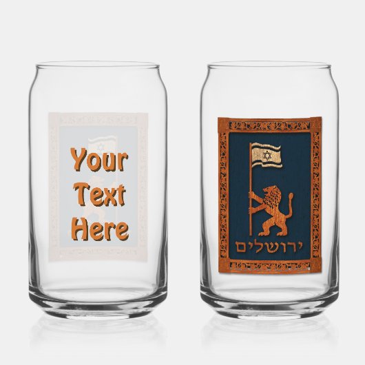 Jerusalem-dag-leeuw met vlag blikvorm glas (Achterkant)