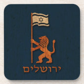 Jerusalem-dag-leeuw met vlag drankjes onderzetter (Voorkant)