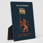 Jerusalem-dag-leeuw met vlag fotoplaat (Zijkant)