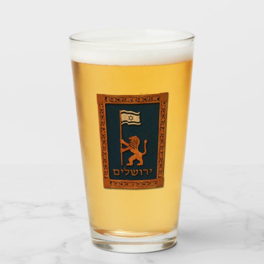 Jerusalem-dag-leeuw met vlag glas (Voorkant gevuld)