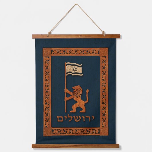 Jerusalem-dag-leeuw met vlag hangend wandkleed (Voorkant)