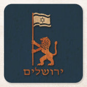 Jerusalem-dag-leeuw met vlag kartonnen onderzetters (Voorkant)
