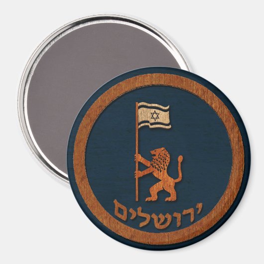 Jerusalem-dag-leeuw met vlag magneet (Voorkant / Achterkant)