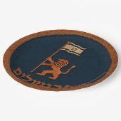 Jerusalem-dag-leeuw met vlag papieren bordje (Gekanteld)