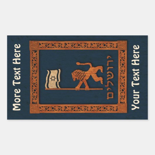 Jerusalem-dag-leeuw met vlag rechthoekige sticker (Voorkant)