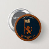 Jerusalem-dag-leeuw met vlag ronde button 5,7 cm (Voorkant /achterkant)
