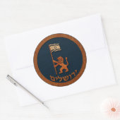 Jerusalem-dag-leeuw met vlag ronde sticker (Envelop)