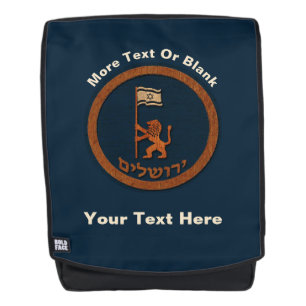 Jerusalem-dag-leeuw met vlag rugtassen