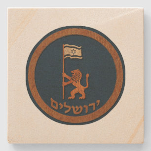 Jerusalem-dag-leeuw met vlag stenen onderzetter