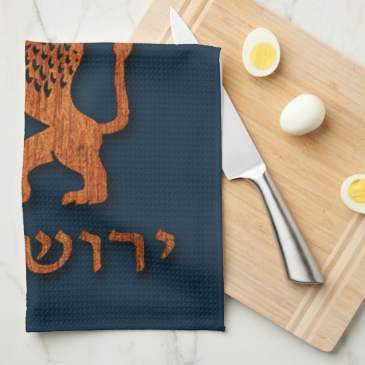 Jerusalem-dag-leeuw met vlag theedoek (Quarter Fold)