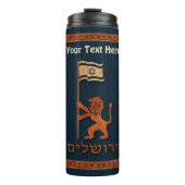 Jerusalem-dag-leeuw met vlag thermosbeker (Voorkant)