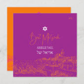 Jerusalem DIY kleuren, Magenta Sinaasappel Bat Mit Kaart (Voorkant / Achterkant)