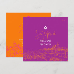 Jerusalem DIY kleuren, Magenta Sinaasappel Bat Mit Kaart