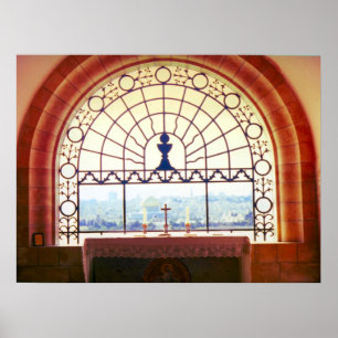 Jerusalem "Dominus Flevit"-kapel, berg olijven Poster