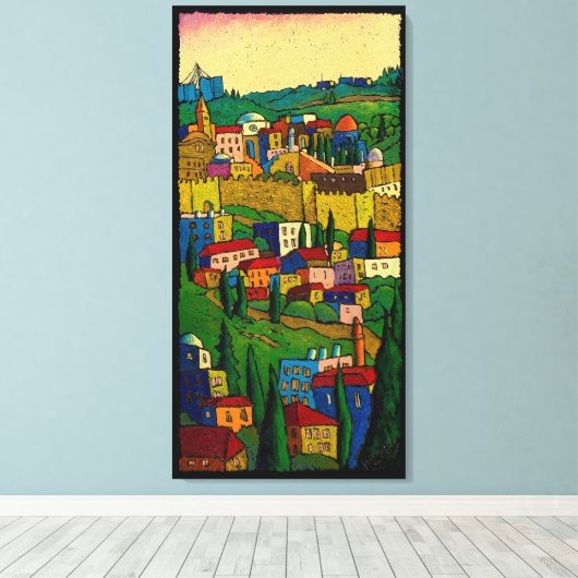 Jerusalem in Dawn door Jonathan Kis-Lev Canvas Afdruk (Insitu (Houten vloer))