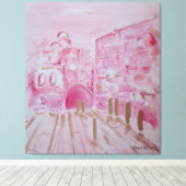 Jerusalem in Pink and Gold canvastavla Canvas Afdruk (Insitu (Houten vloer))
