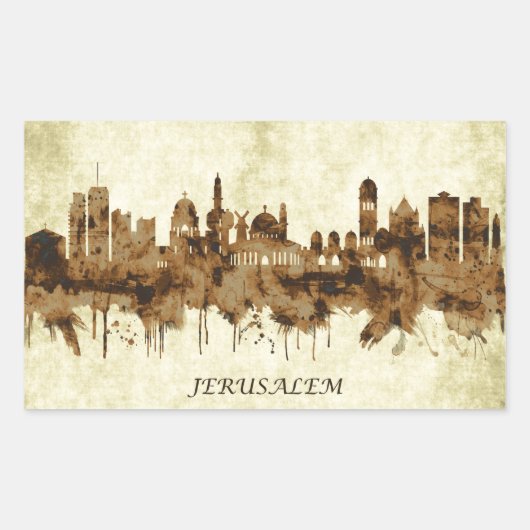 Jerusalem Israel Cityscape Rechthoekige Sticker (Voorkant)