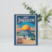 Jerusalem Israel Illustration Travel Art Vintage Briefkaart (Staand voorkant)