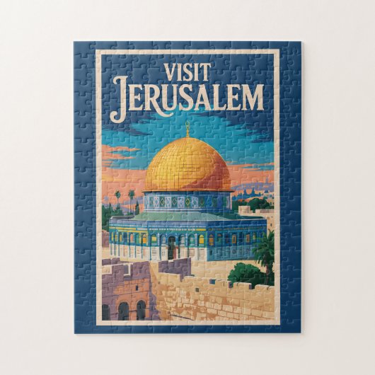 Jerusalem Israel Illustration Travel Art Vintage Legpuzzel (Verticaal)