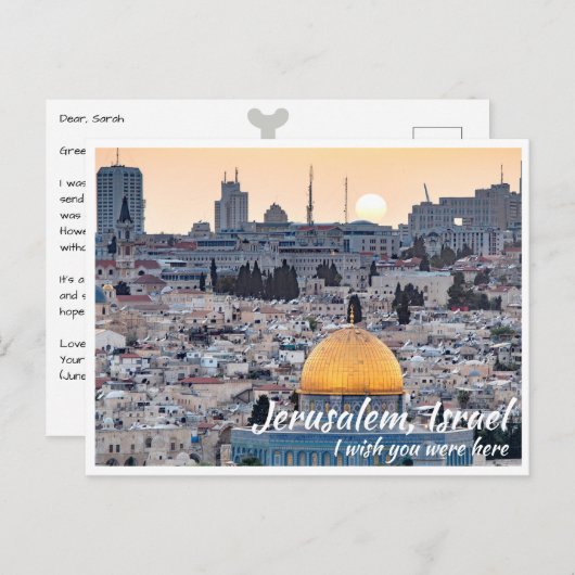 Jerusalem Israel met Dome of the Rock Briefkaart (Voorkant / Achterkant)