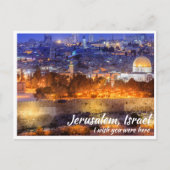 Jerusalem Israel met Dome the Rock bij Night Briefkaart (Voorkant)