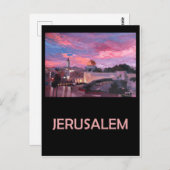 Jerusalem Israel Retro Travel Poster Briefkaart (Voorkant / Achterkant)