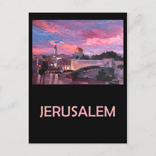 Jerusalem Israel Retro Travel Poster Briefkaart (Voorkant)