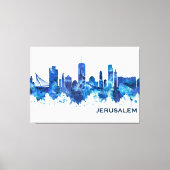 Jerusalem Israel Skyline Blue Canvas Afdruk (Voorkant)