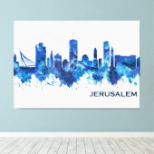 Jerusalem Israel Skyline Blue Canvas Afdruk (Insitu (Houten vloer))