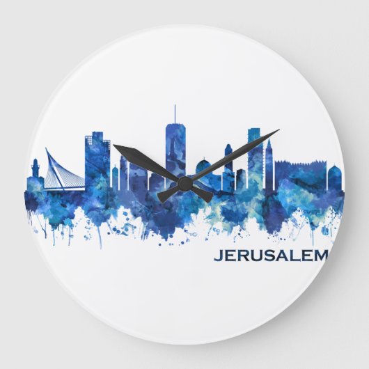 Jerusalem Israel Skyline Blue Grote Klok (Voorkant)