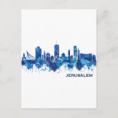 Jerusalem Israel Skyline Blue Uitnodiging Briefkaart (Voorkant)