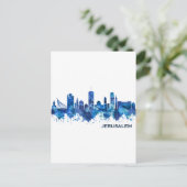 Jerusalem Israel Skyline Blue Uitnodiging Briefkaart (Staand voorkant)