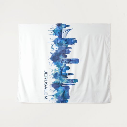 Jerusalem Israel Skyline Blue Wandkleed (Voorkant (horizontaal))