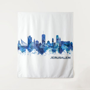 Jerusalem Israel Skyline Blue Wandkleed