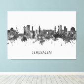 Jerusalem Israel Skyline BW Canvas Afdruk (Insitu (Houten vloer))