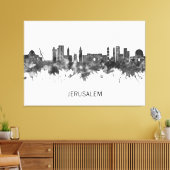 Jerusalem Israel Skyline BW Canvas Afdruk (Insitu (Woonkamer))