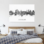 Jerusalem Israel Skyline BW Canvas Afdruk (Insitu (Slaapkamer))