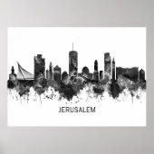 Jerusalem Israel Skyline BW Poster (Voorkant)